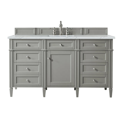 Brittany 60" Single Vanity, Urban Gray w/ 3 CM Ethereal Noctis Silestone Top