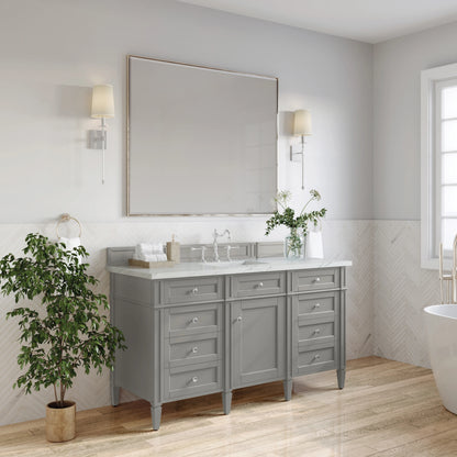 Brittany 60" Single Vanity, Urban Gray w/ 3 CM Ethereal Noctis Silestone Top, view 4