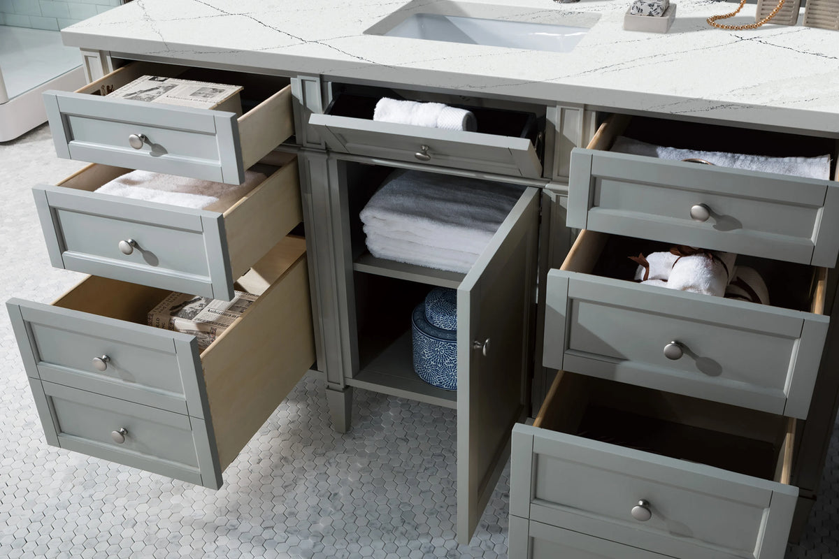 Brittany 60" Single Vanity, Urban Gray w/ 3 CM Ethereal Noctis Silestone Top, view 5