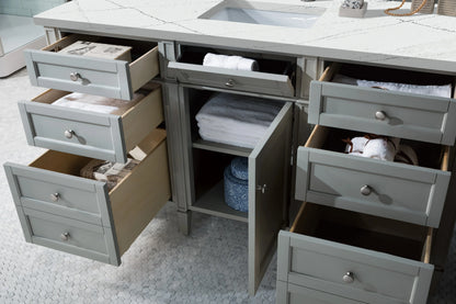 Brittany 60" Single Vanity, Urban Gray w/ 3 CM Ethereal Noctis Silestone Top, view 5