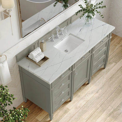 Brittany 60" Single Vanity, Urban Gray w/ 3 CM Ethereal Noctis Silestone Top, view 7