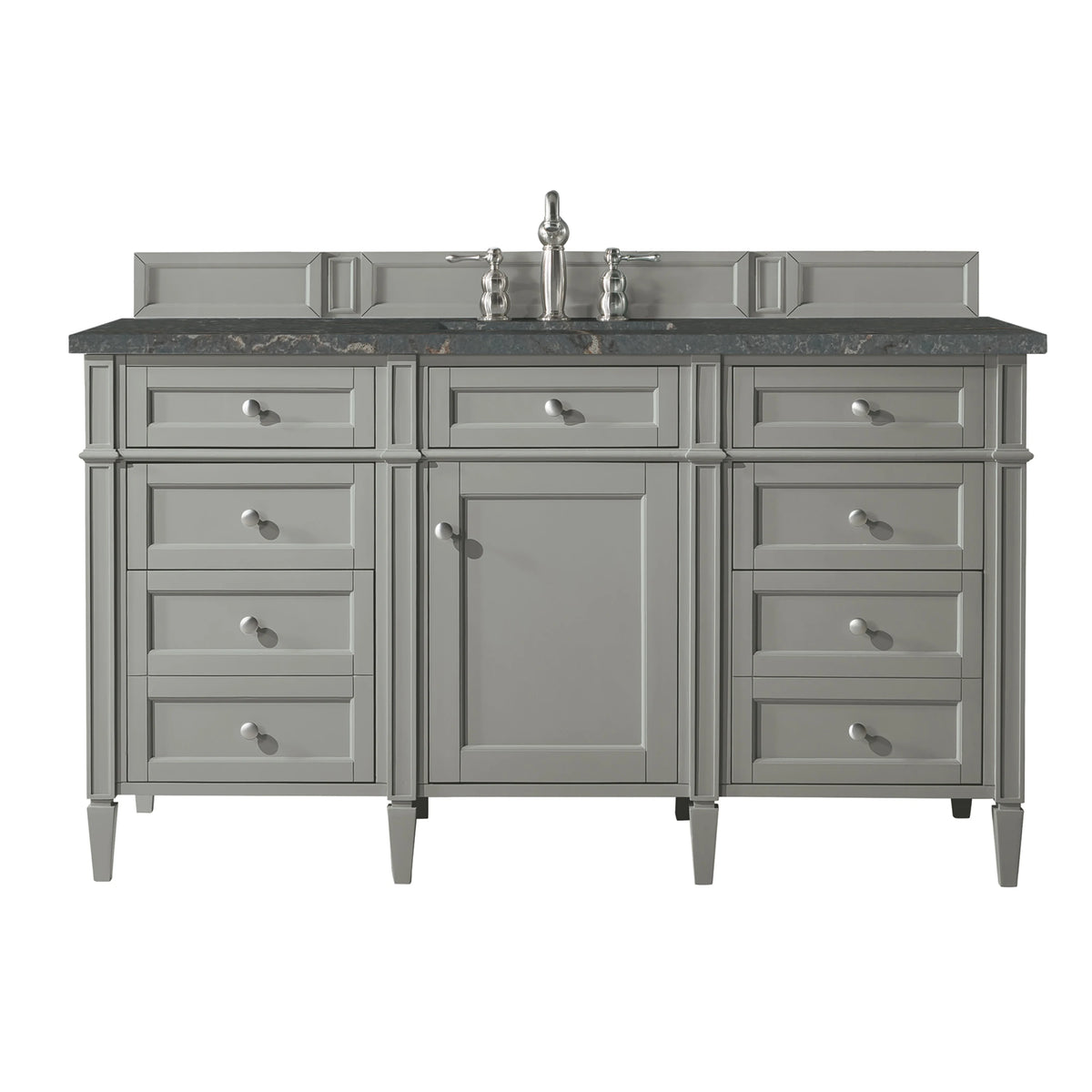 Brittany 60" Single Vanity, Urban Gray w/ 3 CM Parisien Bleu Silestone Top