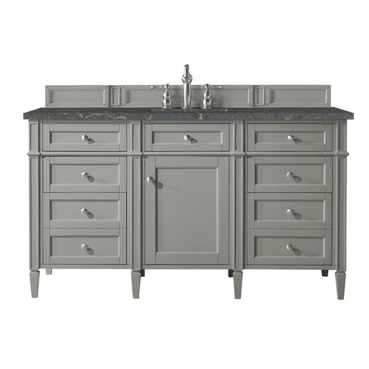 Brittany 60" Single Vanity, Urban Gray w/ 3 CM Parisien Bleu Silestone Top