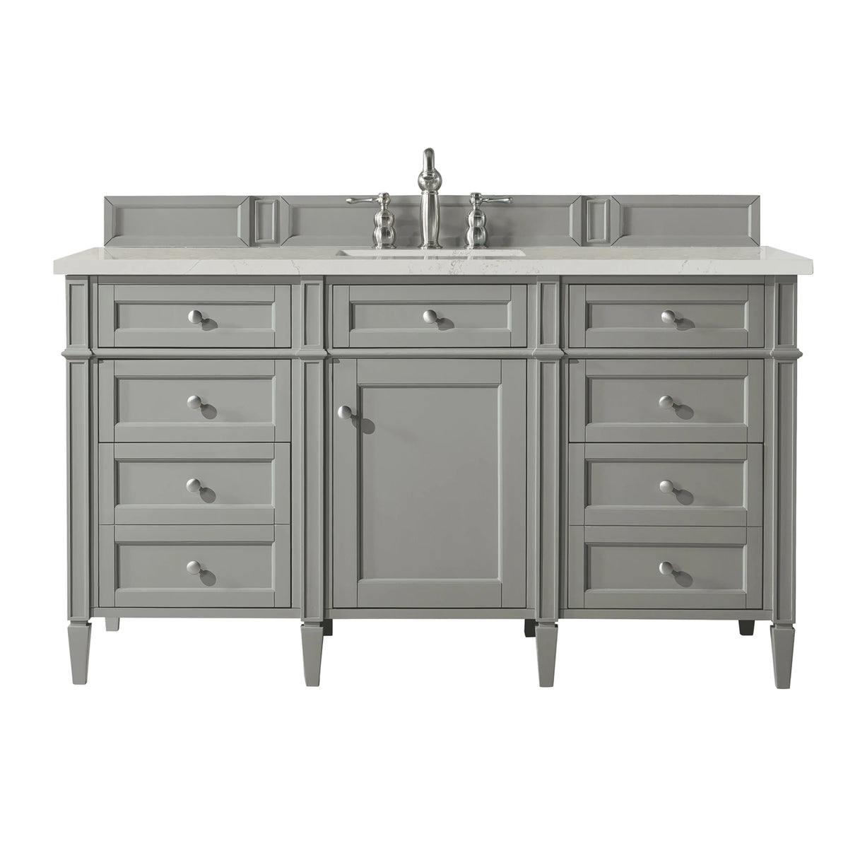 Brittany 60" Single Vanity, Urban Gray, w/ 3 CM Siberian Silestone Top