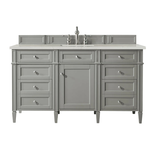 Brittany 60" Single Vanity, Urban Gray, w/ 3 CM Siberian Silestone Top
