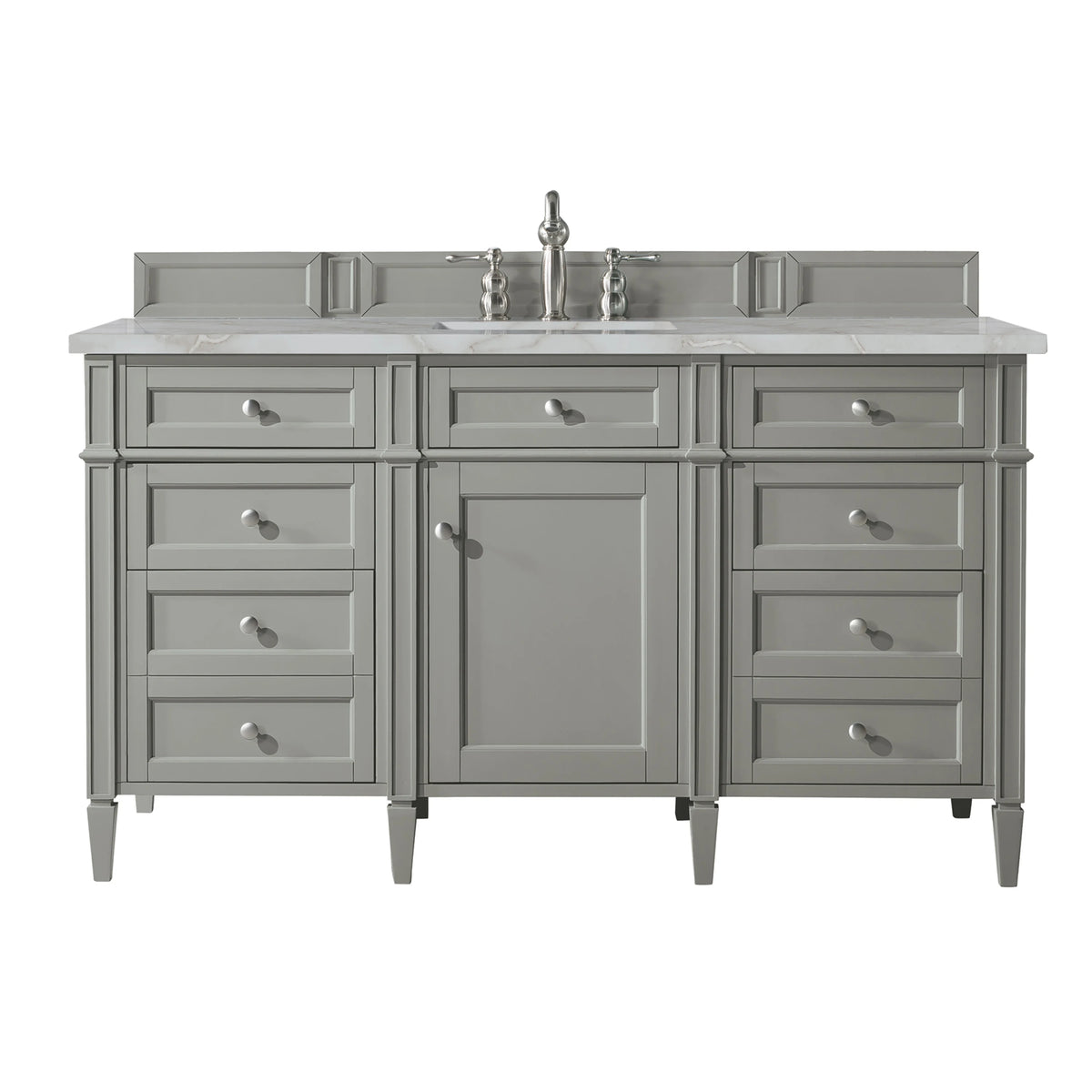 Brittany 60" Single Vanity, Urban Gray w/ 3 CM Victorian Silver Silestone Top