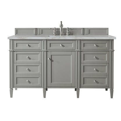 Brittany 60" Single Vanity, Urban Gray w/ 3 CM Victorian Silver Silestone Top