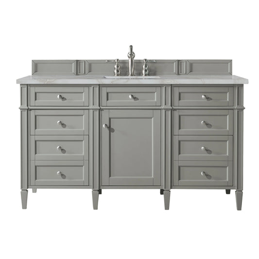 Brittany 60" Single Vanity, Urban Gray w/ 3 CM Victorian Silver Silestone Top