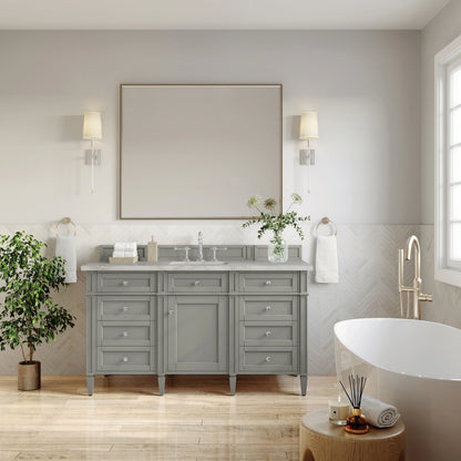 Brittany 60" Single Vanity, Urban Gray w/ 3 CM Victorian Silver Silestone Top, view 3