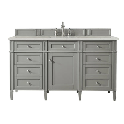 Brittany 60" Single Vanity, Urban Gray, w/ 3 CM Siberian Silestone Top w/FreePower Wireless Charger