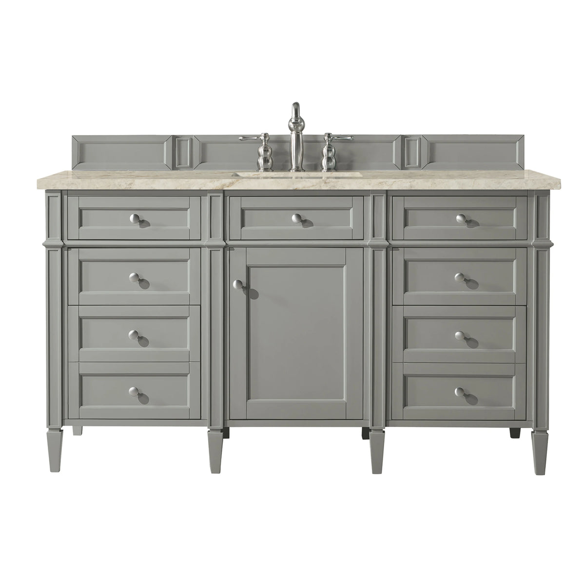 Brittany 60" Single Vanity, Urban Gray, w/ 3 CM Tajnar Eclos Top w/FreePower Wireless Charger