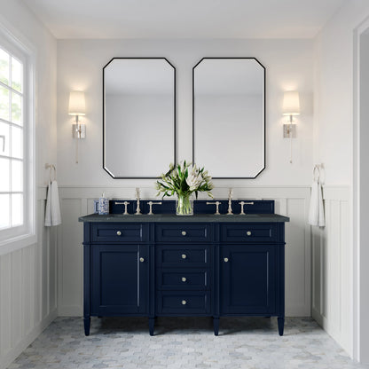 Brittany 60" Double Vanity, Victory Blue w/ 3 CM Charcoal Soapstone Silestone Top, view 3