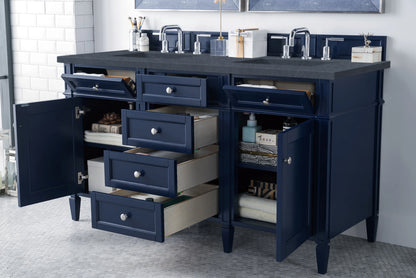 Brittany 60" Double Vanity, Victory Blue w/ 3 CM Charcoal Soapstone Silestone Top, view 5