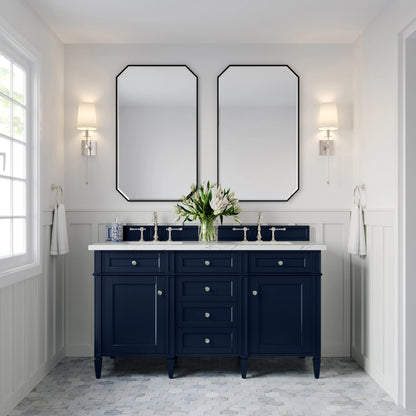 Brittany 60" Double Vanity, Victory Blue w/ 3 CM Ethereal Noctis Silestone Top, view 3