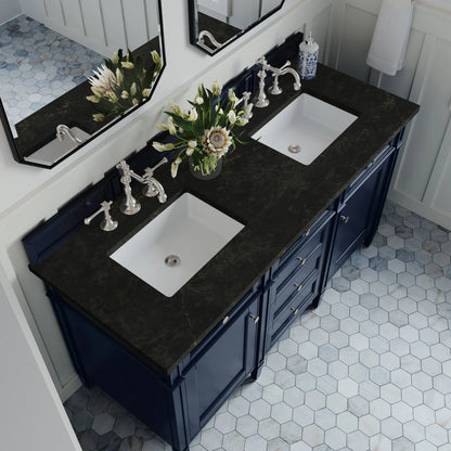 Brittany 60" Double Vanity, Victory Blue, w/ 3 CM Phantome Eclos Top, view 6
