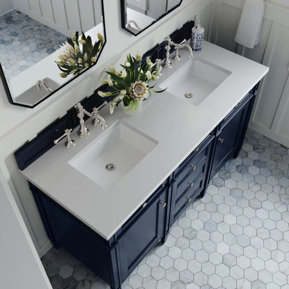 Brittany 60" Double Vanity, Victory Blue w/ 3 CM White Zeus Silestone Top, view 6