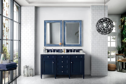 Brittany 60" Double Vanity, Victory Blue w/ 3 CM Eternal Jasmine Pearl Silestone Top w/FreePower Wireless Charg, view 6