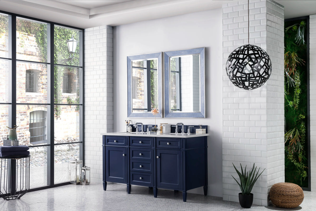 Brittany 60" Double Vanity, Victory Blue w/ 3 CM Eternal Jasmine Pearl Silestone Top w/FreePower Wireless Charg, view 7