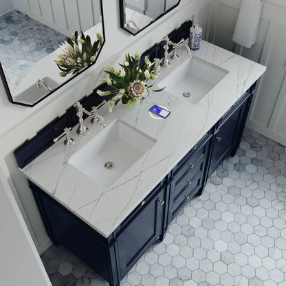 Brittany 60" Double Vanity, Victory Blue w/ 3 CM Ethereal Noctis Silestone Top w/FreePower Wireless Charger, view 10