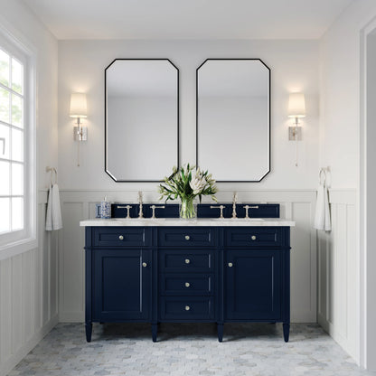 Brittany 60" Double Vanity, Victory Blue w/ 3 CM Victorian Silver Silestone Top w/FreePower Wireless Charger, view 6