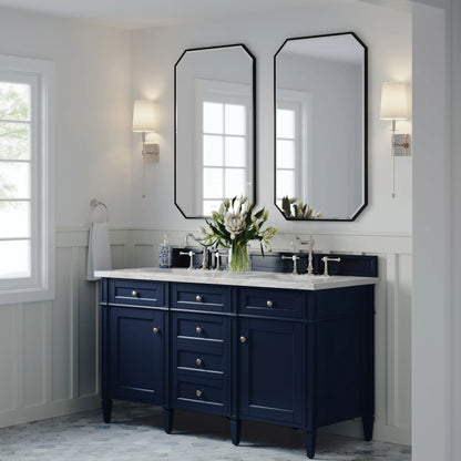 Brittany 60" Double Vanity, Victory Blue w/ 3 CM Victorian Silver Silestone Top w/FreePower Wireless Charger, view 7