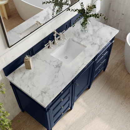 Brittany 60" Single Vanity, Victory Blue w/ 3 CM Carrara Marble Top, view 7