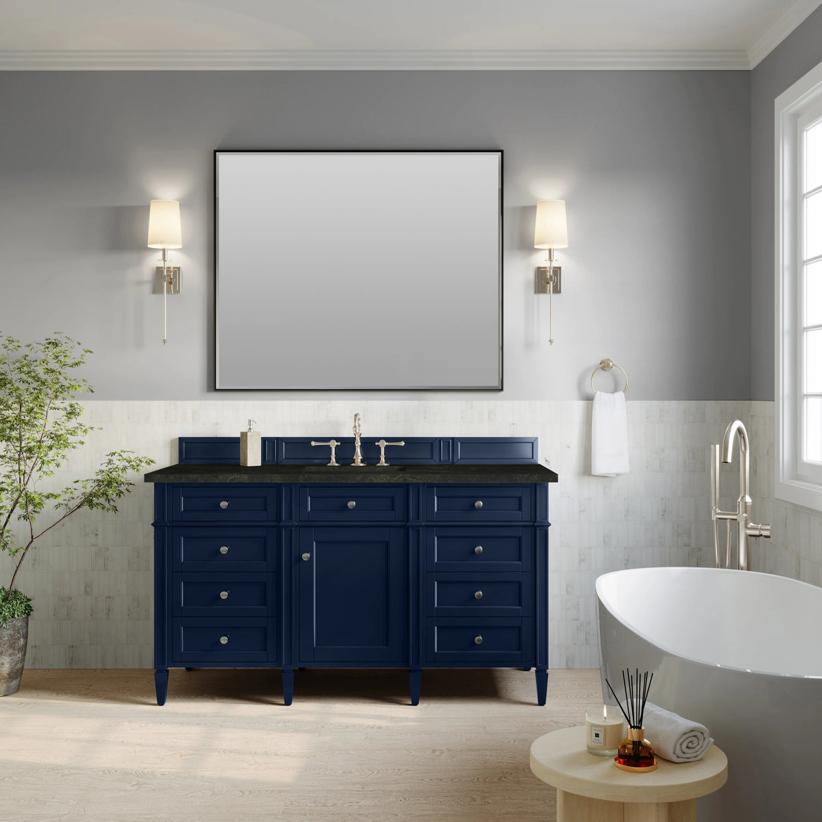 Brittany 60" Single Vanity, Victory Blue, w/ 3 CM Phantome Eclos Top, view 3