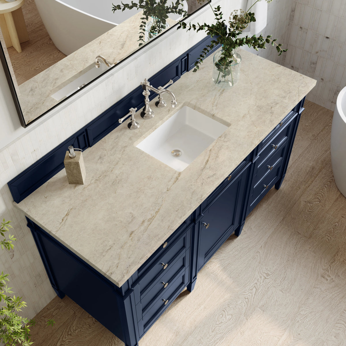 Brittany 60" Single Vanity, Victory Blue, w/ 3 CM Tajnar Eclos Top, view 6