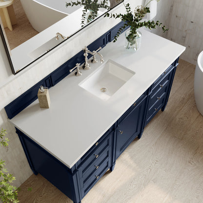 Brittany 60" Single Vanity, Victory Blue w/ 3 CM White Zeus Silestone Top, view 6