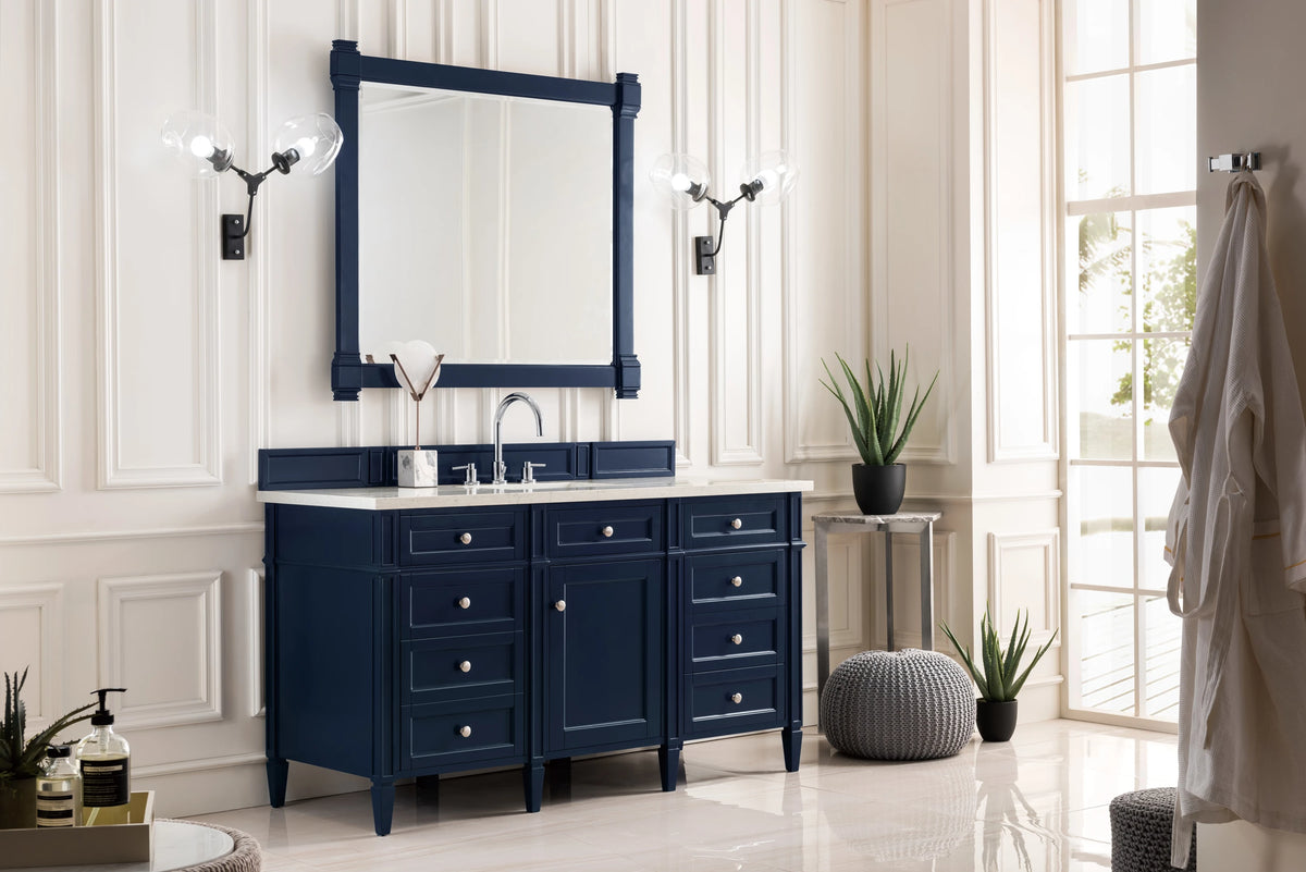 Brittany 60" Single Vanity, Victory Blue w/ 3 CM Eternal Jasmine Pearl Silestone Top w/FreePower Wireless Char, view 11