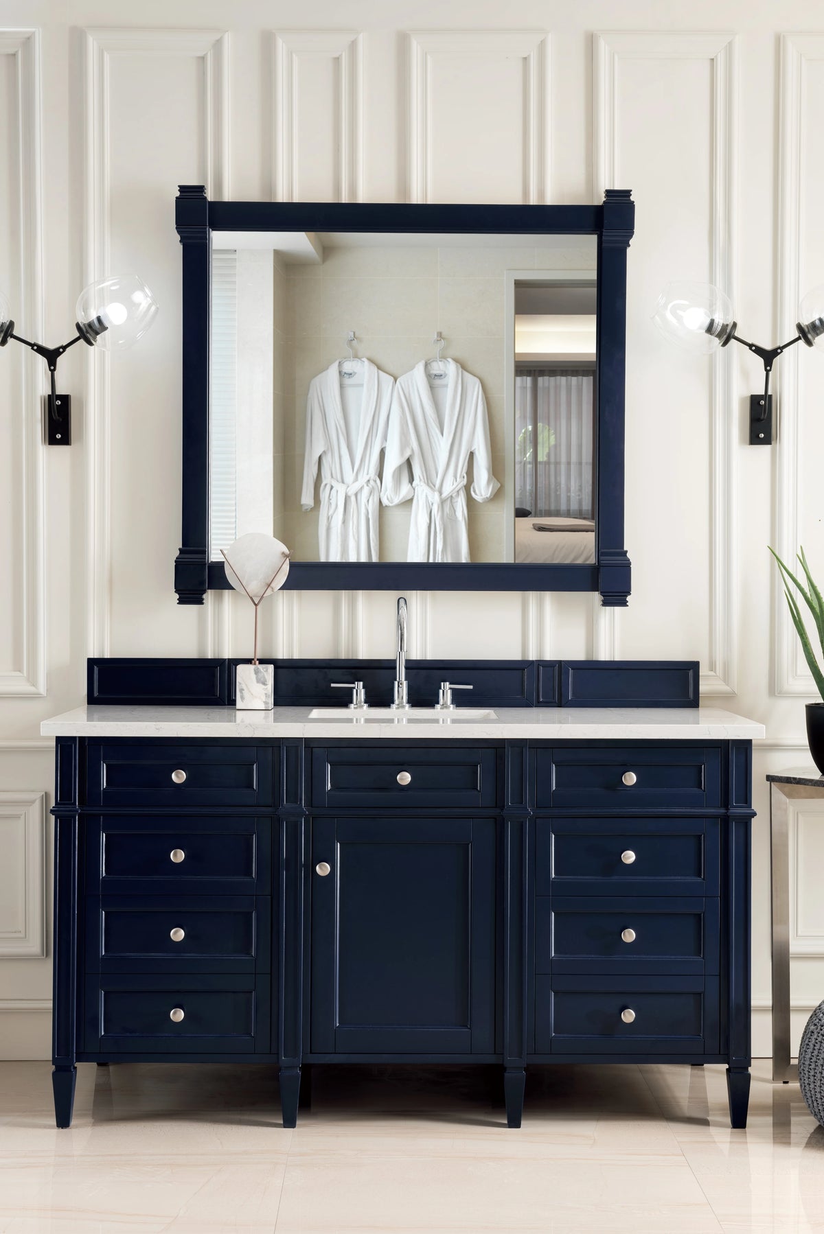 Brittany 60" Single Vanity, Victory Blue w/ 3 CM Eternal Jasmine Pearl Silestone Top w/FreePower Wireless Charg, view 6