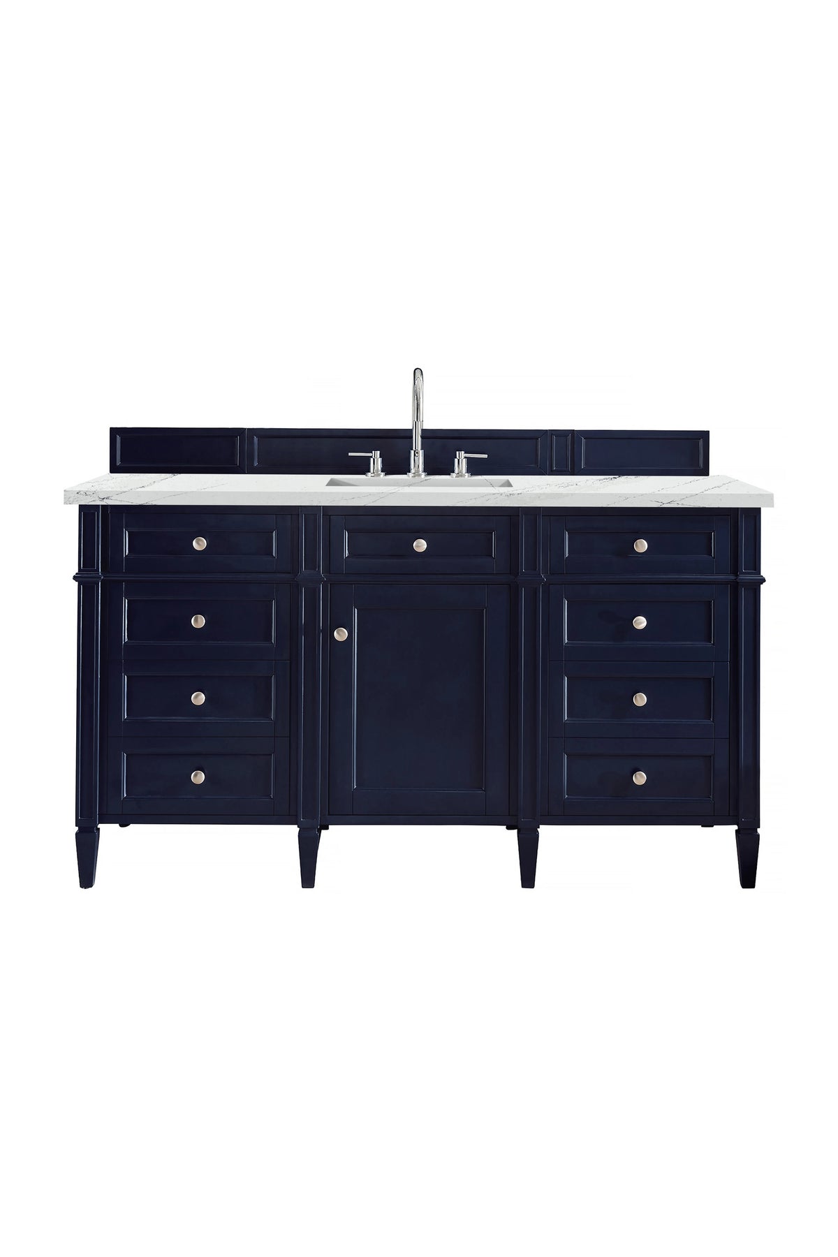 Brittany 60" Single Vanity, Victory Blue w/ 3 CM Ethereal Noctis Silestone Top w/FreePower Wireless Charger