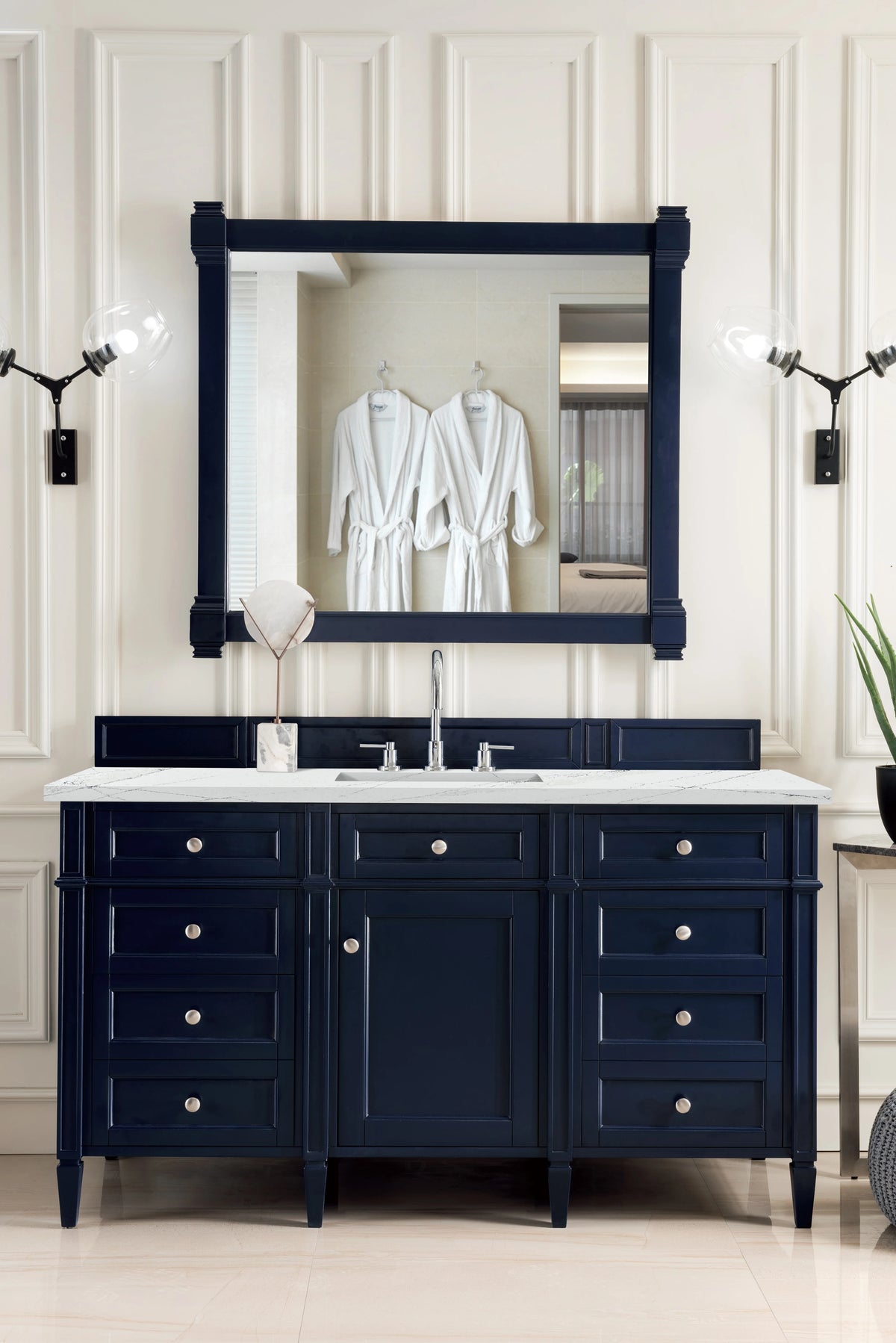 Brittany 60" Single Vanity, Victory Blue w/ 3 CM Ethereal Noctis Silestone Top w/FreePower Wireless Charger, view 6