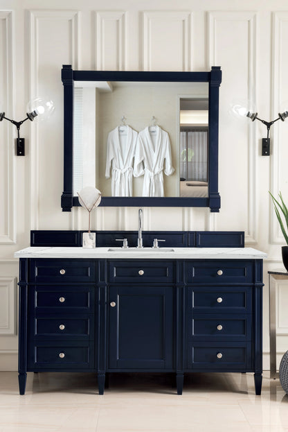 Brittany 60" Single Vanity, Victory Blue w/ 3 CM Ethereal Noctis Silestone Top w/FreePower Wireless Charger, view 6