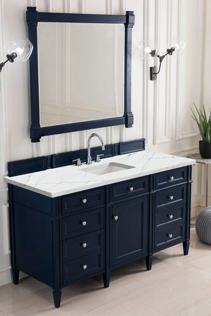 Brittany 60" Single Vanity, Victory Blue w/ 3 CM Ethereal Noctis Silestone Top w/FreePower Wireless Charger, view 7