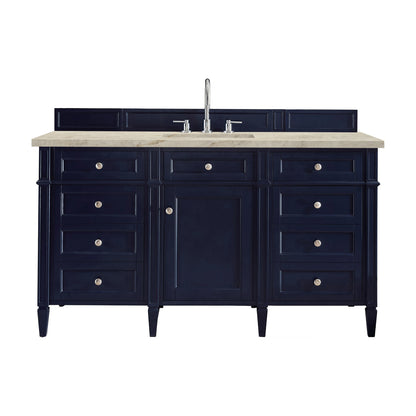 Brittany 60" Single Vanity, Victory Blue, w/ 3 CM Tajnar Eclos Top w/FreePower Wireless Charger