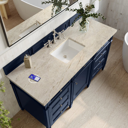 Brittany 60" Single Vanity, Victory Blue, w/ 3 CM Tajnar Eclos Top w/FreePower Wireless Charger, view 8