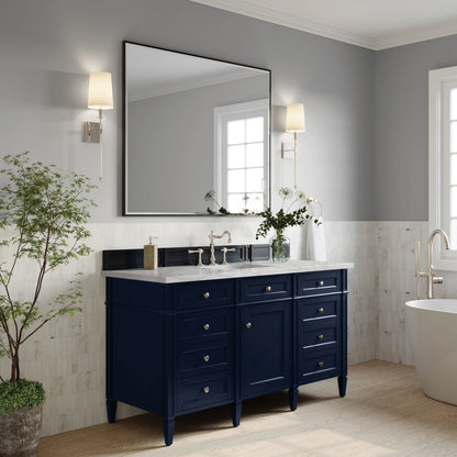 Brittany 60" Single Vanity, Victory Blue w/ 3 CM Victorian Silver Silestone Top w/FreePower Wireless Charger, view 7