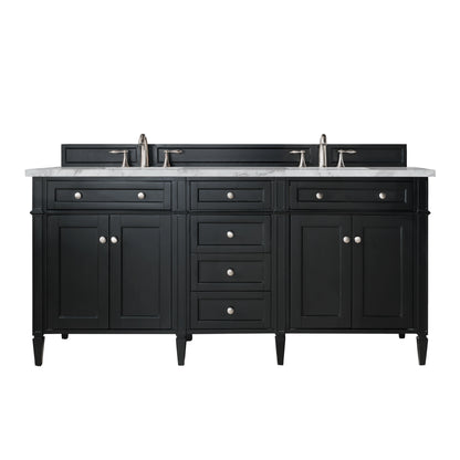 Brittany 72" Double Vanity, Black Onyx w/ 3 CM Carrara Marble Top