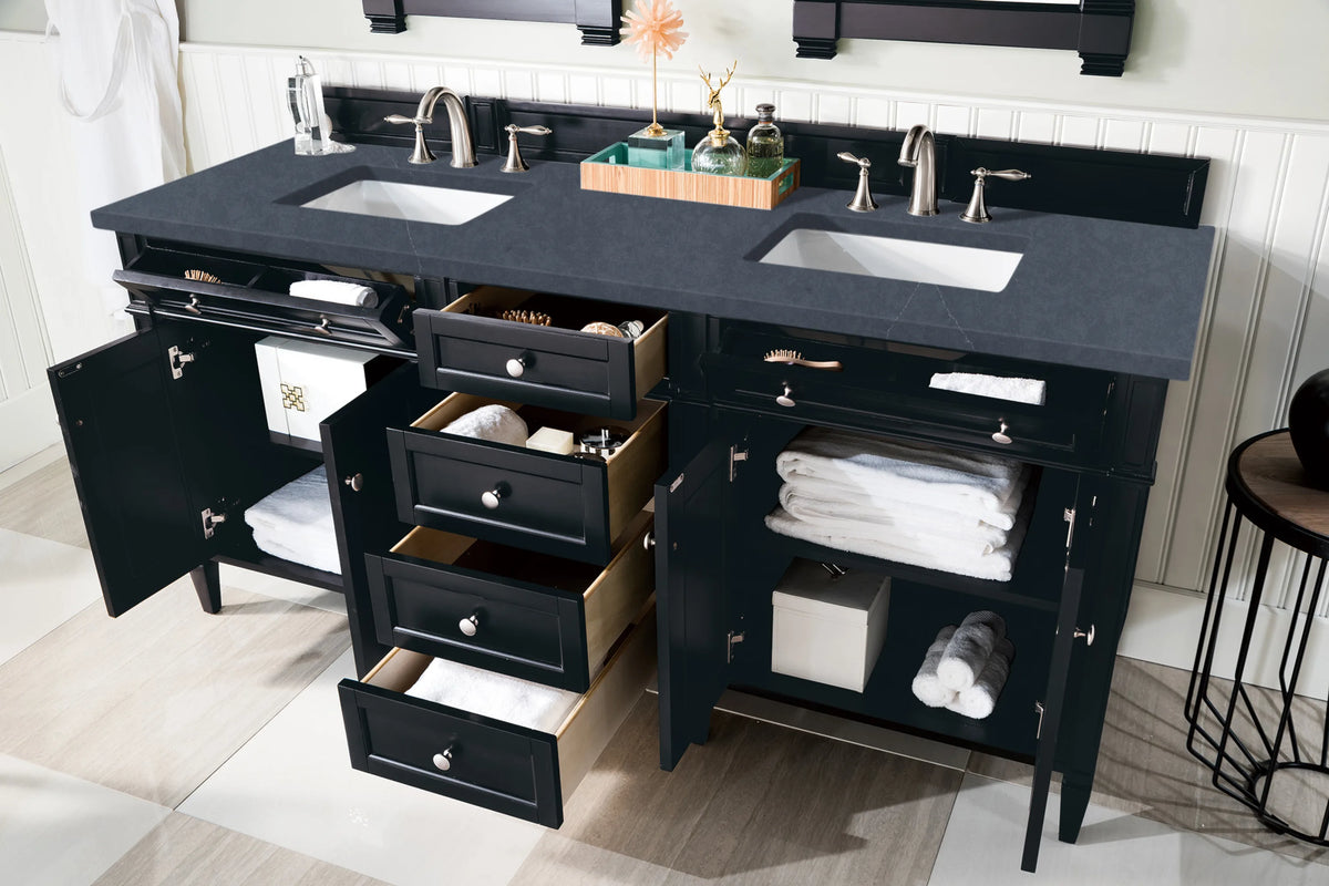 Brittany 72" Double Vanity, Black Onyx w/ 3 CM Charcoal Soapstone Silestone Top, view 5