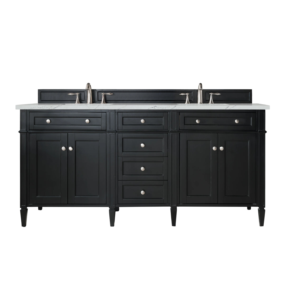 Brittany 72" Double Vanity, Black Onyx w/ 3 CM Ethereal Noctis Silestone Top