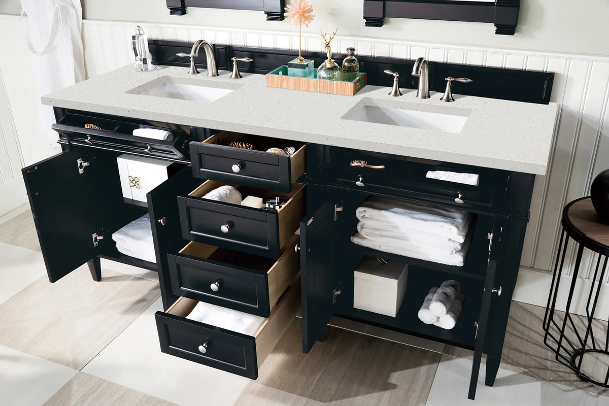 Brittany 72" Double Vanity, Black Onyx w/ 3 CM Lime Delight Silestone Top, view 5