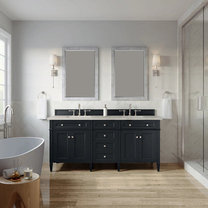 Brittany 72" Double Vanity, Black Onyx, w/ 3 CM Siberian Silestone Top, view 3