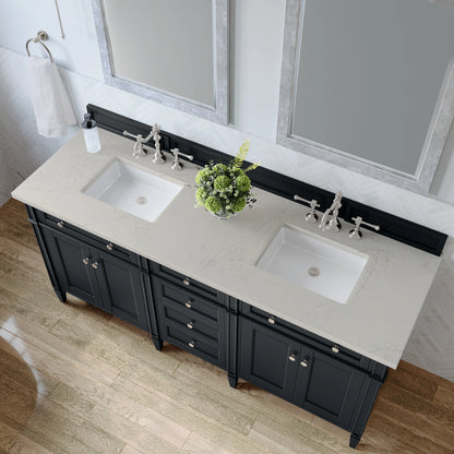 Brittany 72" Double Vanity, Black Onyx, w/ 3 CM Siberian Silestone Top, view 6