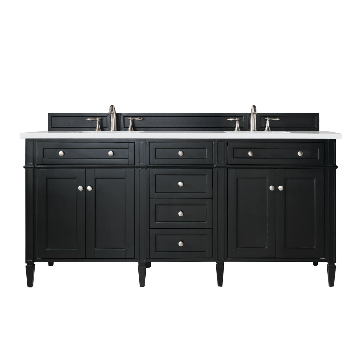 Brittany 72" Double Vanity, Black Onyx w/ 3 CM White Zeus Silestone Top