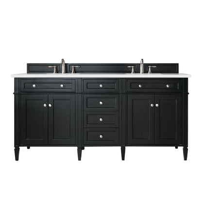 Brittany 72" Double Vanity, Black Onyx w/ 3 CM White Zeus Silestone Top