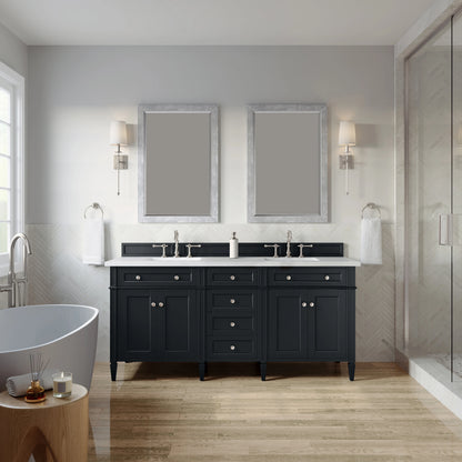 Brittany 72" Double Vanity, Black Onyx w/ 3 CM White Zeus Silestone Top, view 3