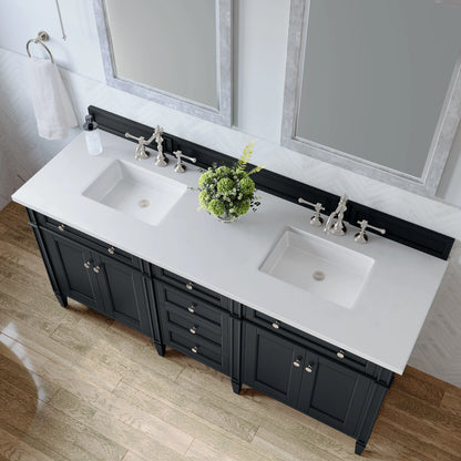 Brittany 72" Double Vanity, Black Onyx w/ 3 CM White Zeus Silestone Top, view 6