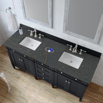 Brittany 72" Double Vanity, Black Onyx w/ 3 CM Parisien Bleu Silestone Top w/FreePower Wireless Charger, view 10