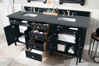 Brittany 72" Double Vanity, Black Onyx w/ 3 CM Parisien Bleu Silestone Top w/FreePower Wireless Charger, view 8